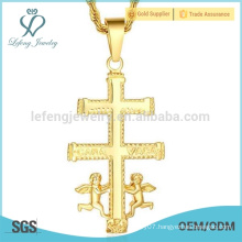 Large cross pendants costume jewelry, guardian angel gold pendant 22k gold jewelry